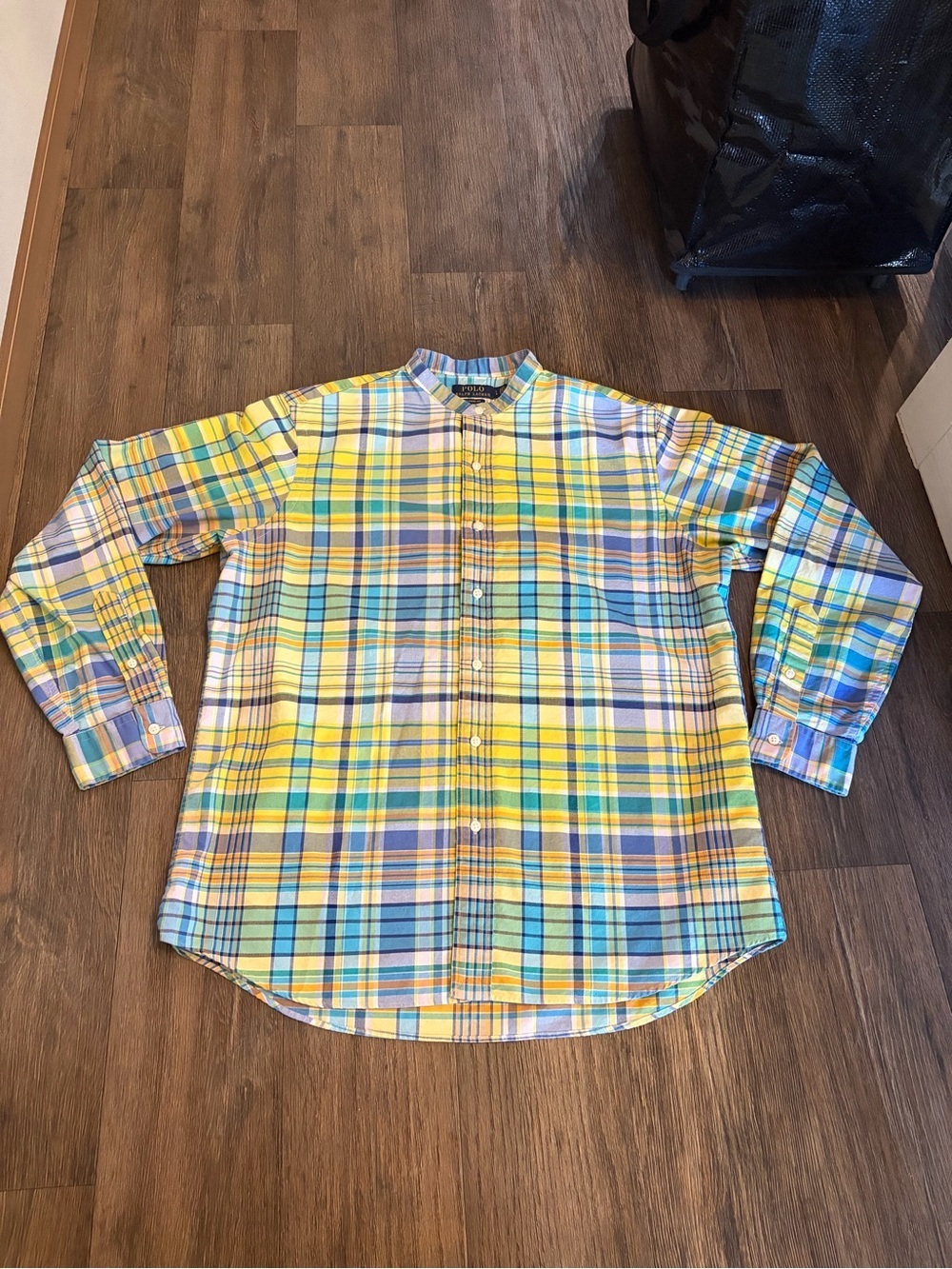 Polo Ralph Lauren Men’s Classic Fit Plaid Yellow& Blue Oxford Shirt Size Large